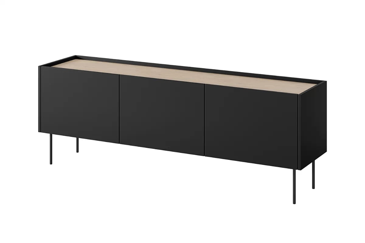 TV stolík Desin 170 cm s kovovými nohami - čierny mat / dub nagano Szafka RTV Desin 170 cm z metalowymi nogami - czarny mat / dąb nagano