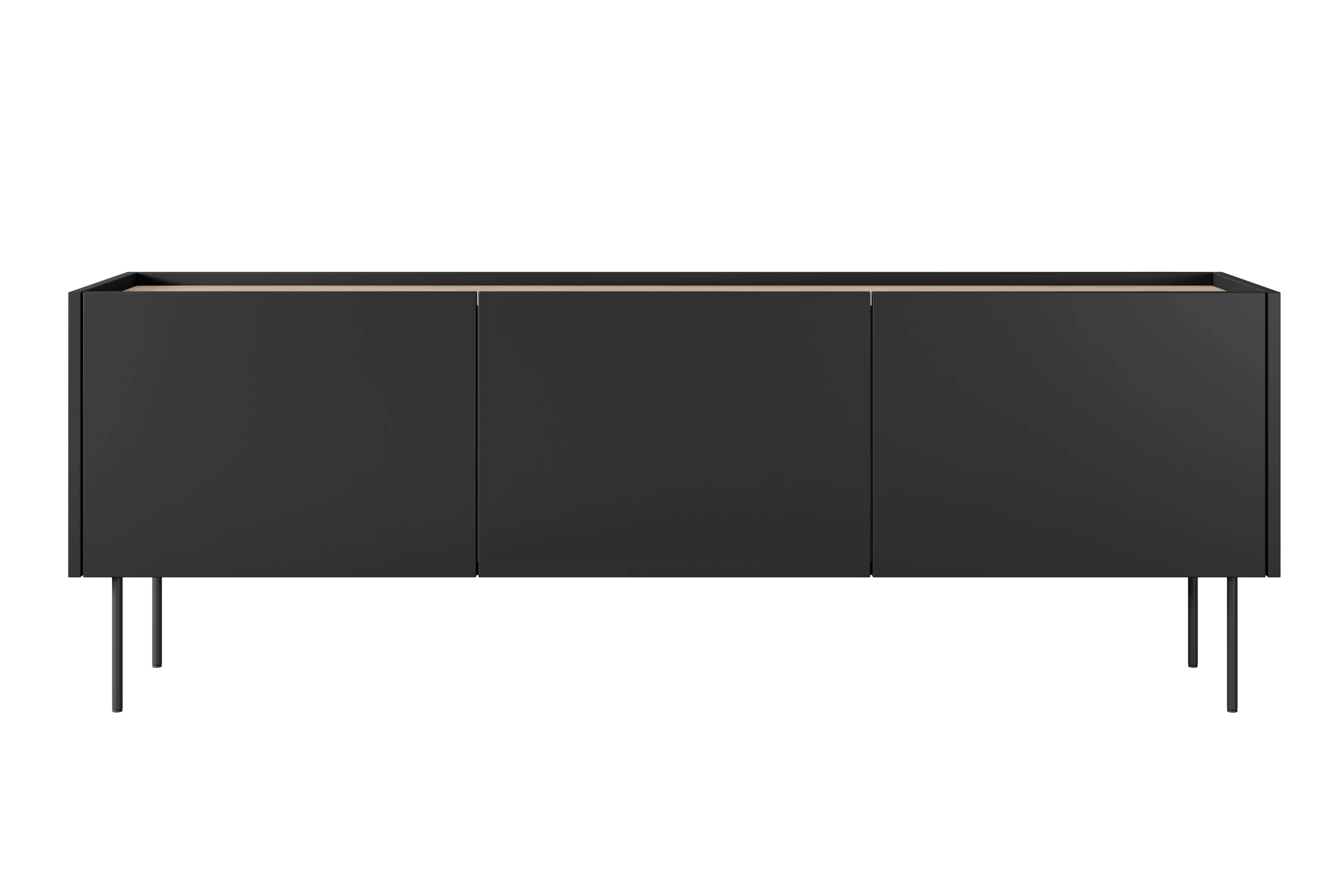 TV stolík Desin 170 cm s kovovými nohami - čierny mat / dub nagano TV skrinka Desin 170 cm z metalowymi nogami - Čierny mat / Dub nagano