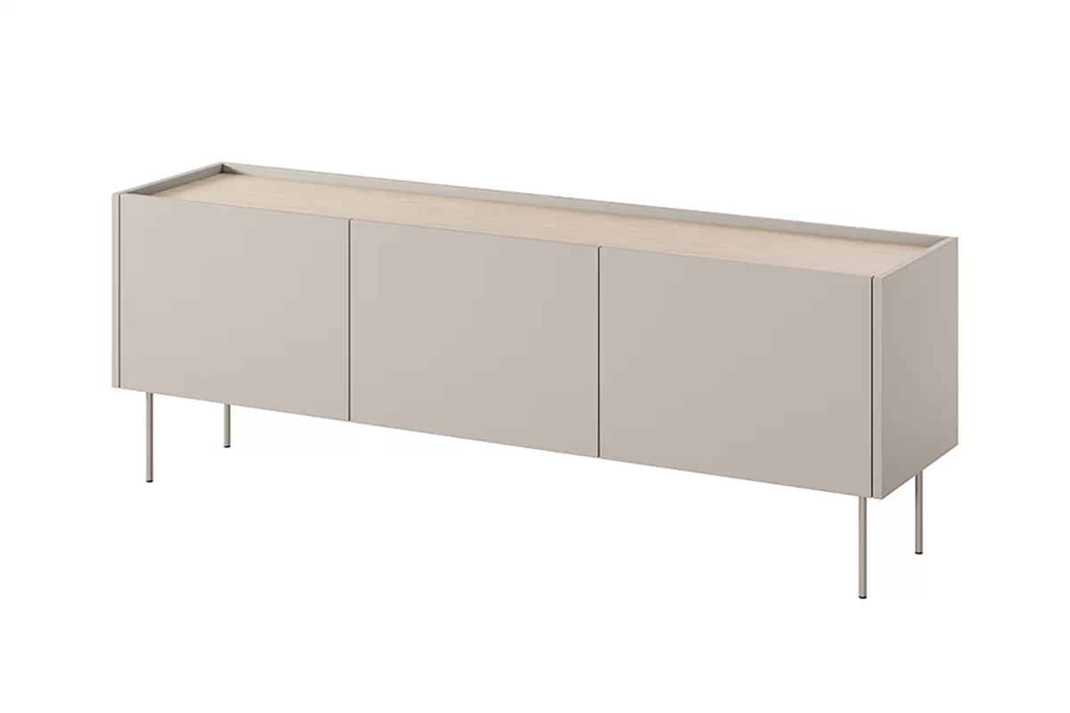 TV stolík Desin 170 cm s ukrytou zásuvkou - kašmírová / dub nagano TV skrinka Desin 170 cm z ukryta szuflada i metalowymi nogami - kašmír / Dub nagano