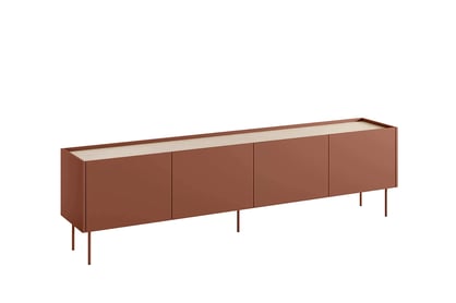 TV stolík Desin 220 cm - ceramic red / dub nagano