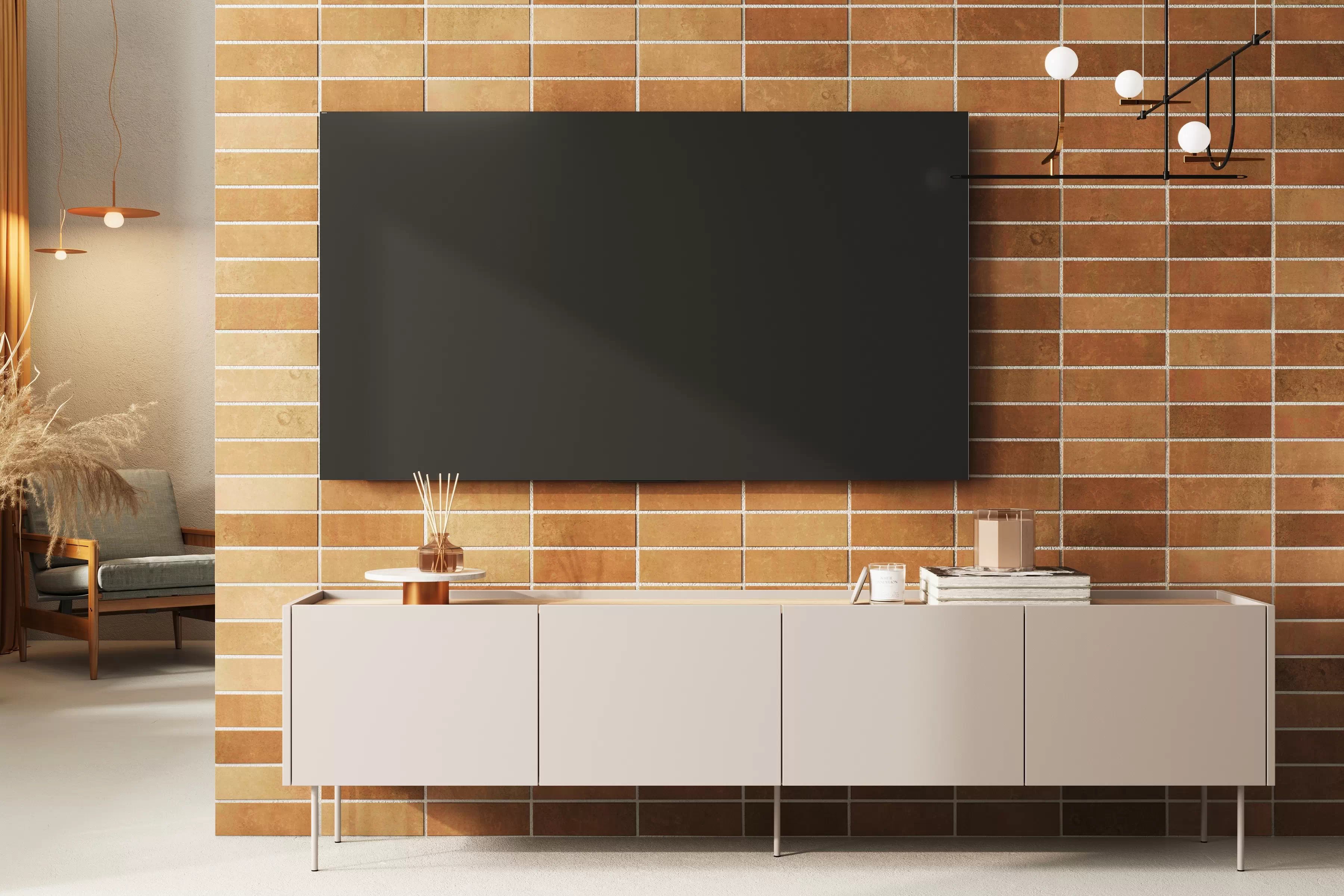 TV stolek Desin 220 cm se skrytou zásuvkou - kašmír / dub nagano skříňka RTV Desin 220 cm  z ukryta szuflada na kovových nohách - kašmír / dub nagano