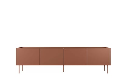 TV stolík Desin 220 cm - ceramic red / dub nagano TV skrinka Desin 220 cm z metalowymi nogami - ceramic red / Dub nagano