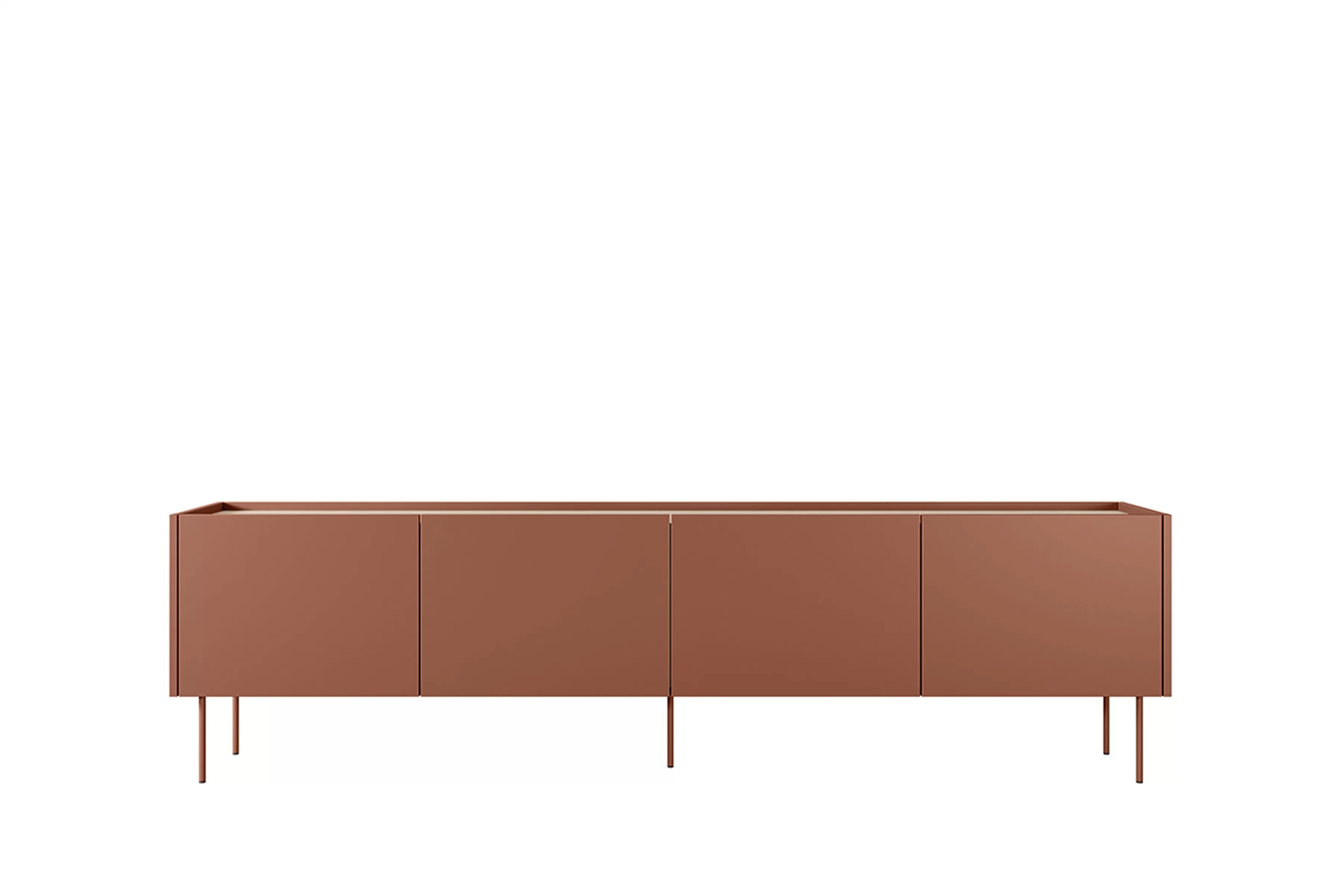 TV stolík Desin 220 cm - ceramic red / dub nagano TV skrinka Desin 220 cm z metalowymi nogami - ceramic red / Dub nagano