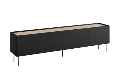 TV stolek Desin 220 cm s kovovými nohami - černý mat / dub nagano