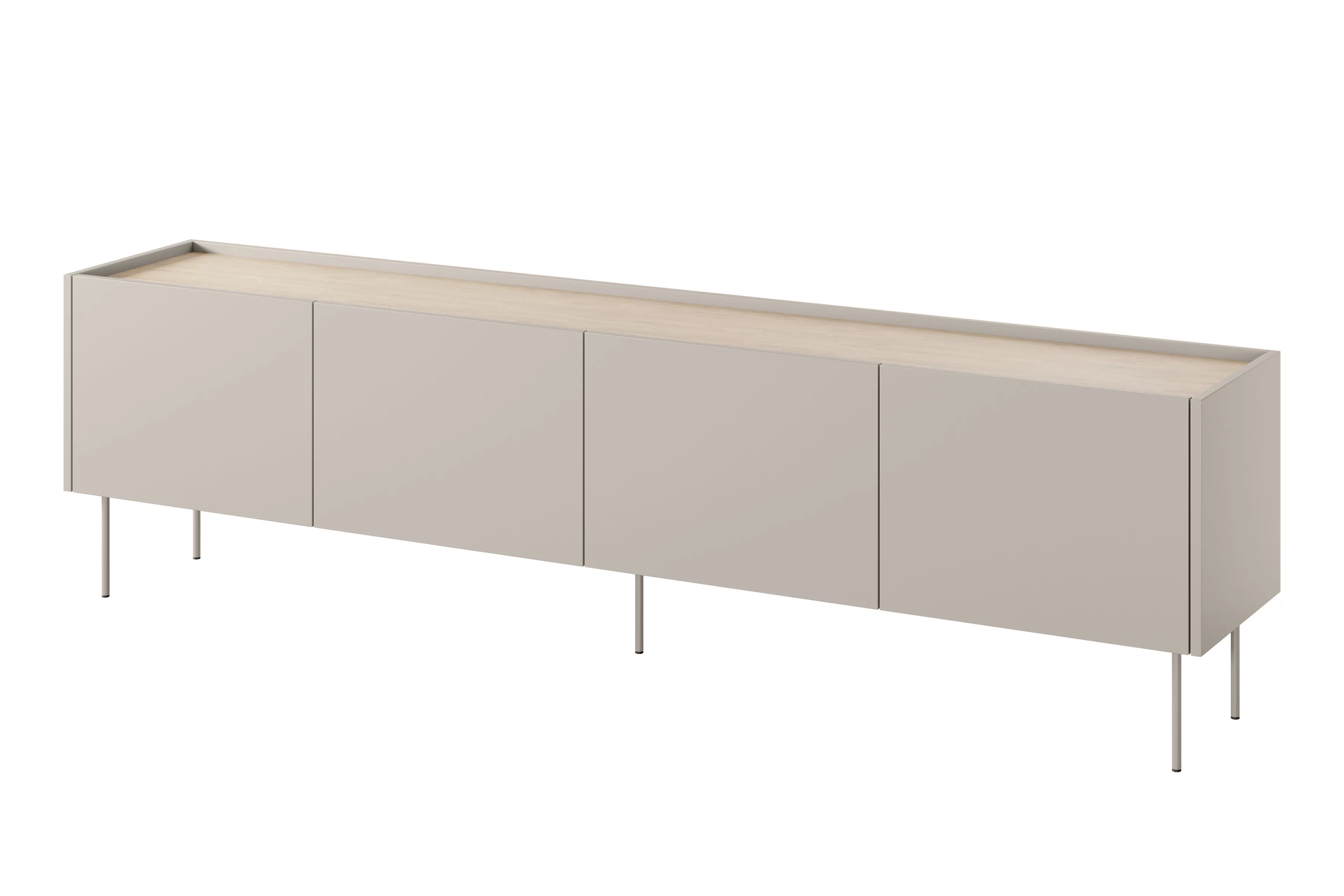 TV skrinka Desin na kovových nohách 220 cm - kašmír / dub nagano TV skrinka Desin 220 cm z metalowymi nogami - kašmír / Dub nagano