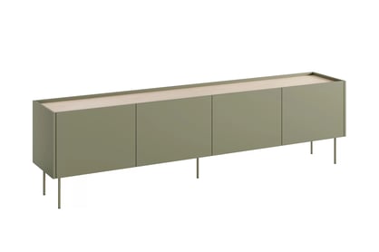 TV stolek Desin 220 cm s kovovými nohami - olivová / dub nagano