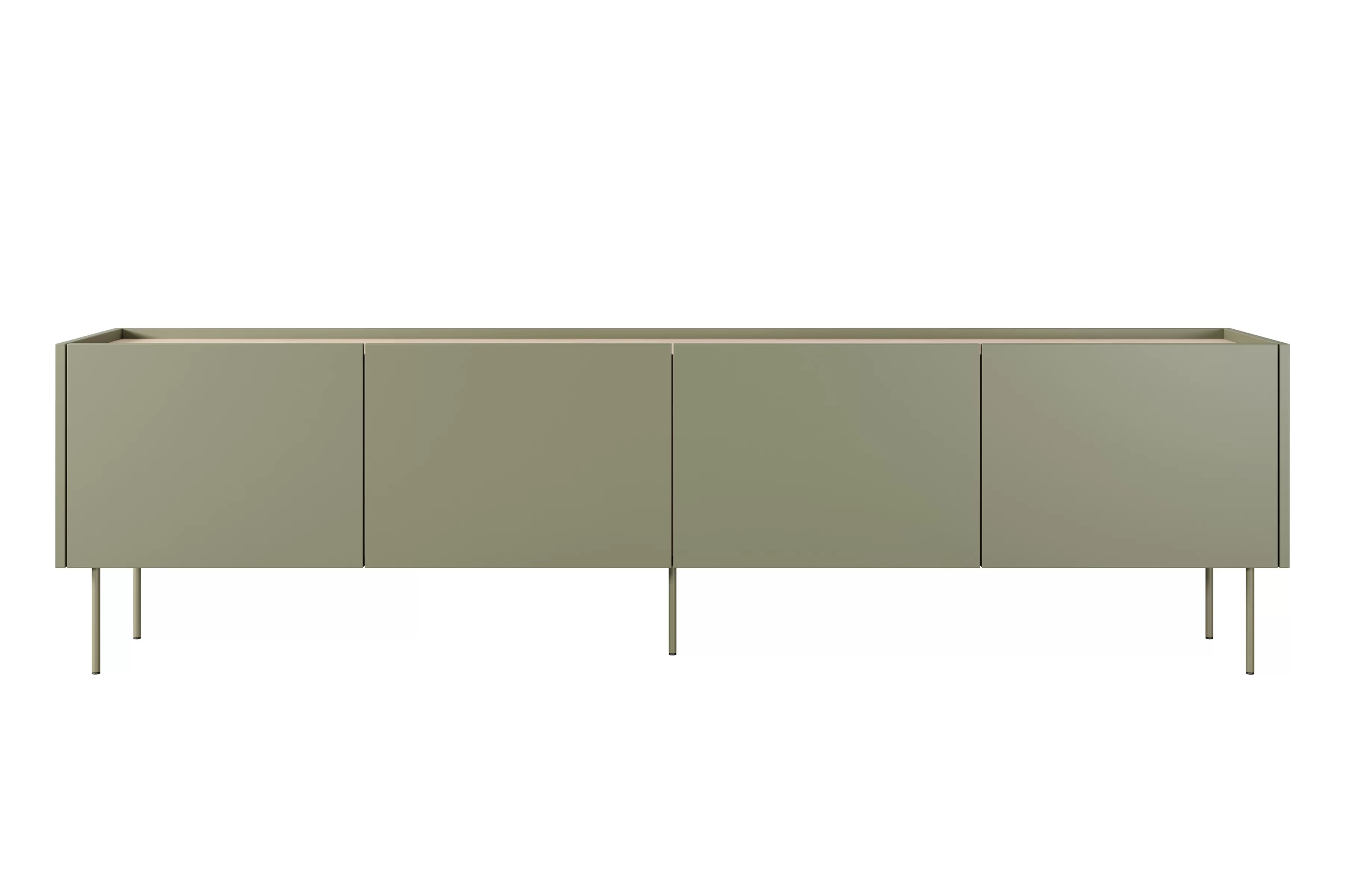 TV stolek Desin 220 cm s kovovými nohami - olivová / dub nagano skříňka RTV Desin 220 cm z metalowymi nogami - olivová / dub nagano