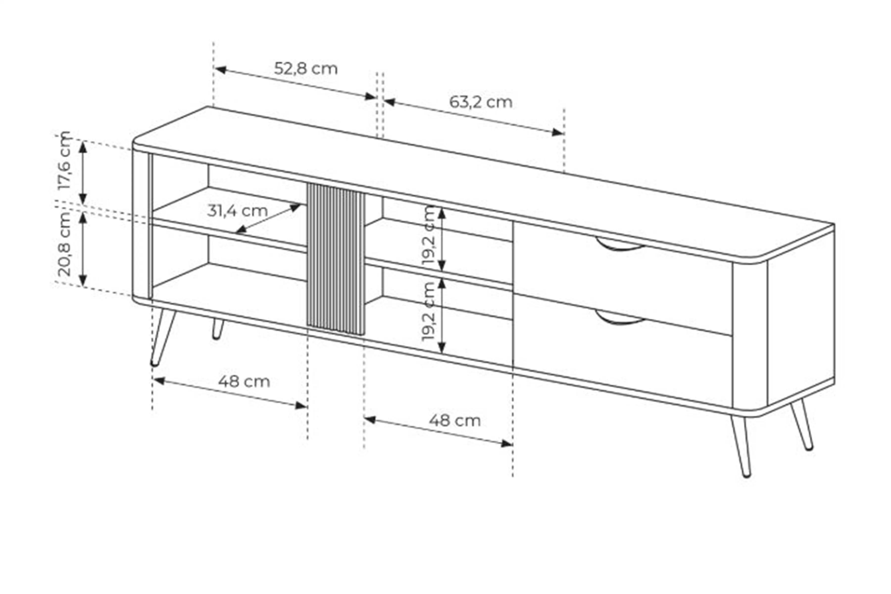 TV skrinka Edrin 195 cm so zásuvkami - dub dunin / čierna TV skrinka Edrin 195 cm so zásuvkami - Dub dunin / Čierny