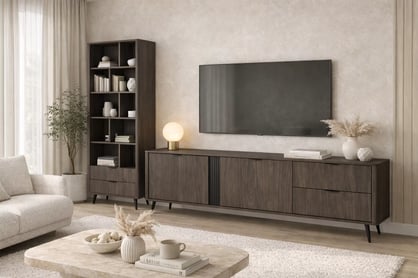 TV skrinka Edrin 195 cm so zásuvkami - dub dunin / čierna TV skrinka Edrin 195 cm so zásuvkami - Dub dunin / Čierny