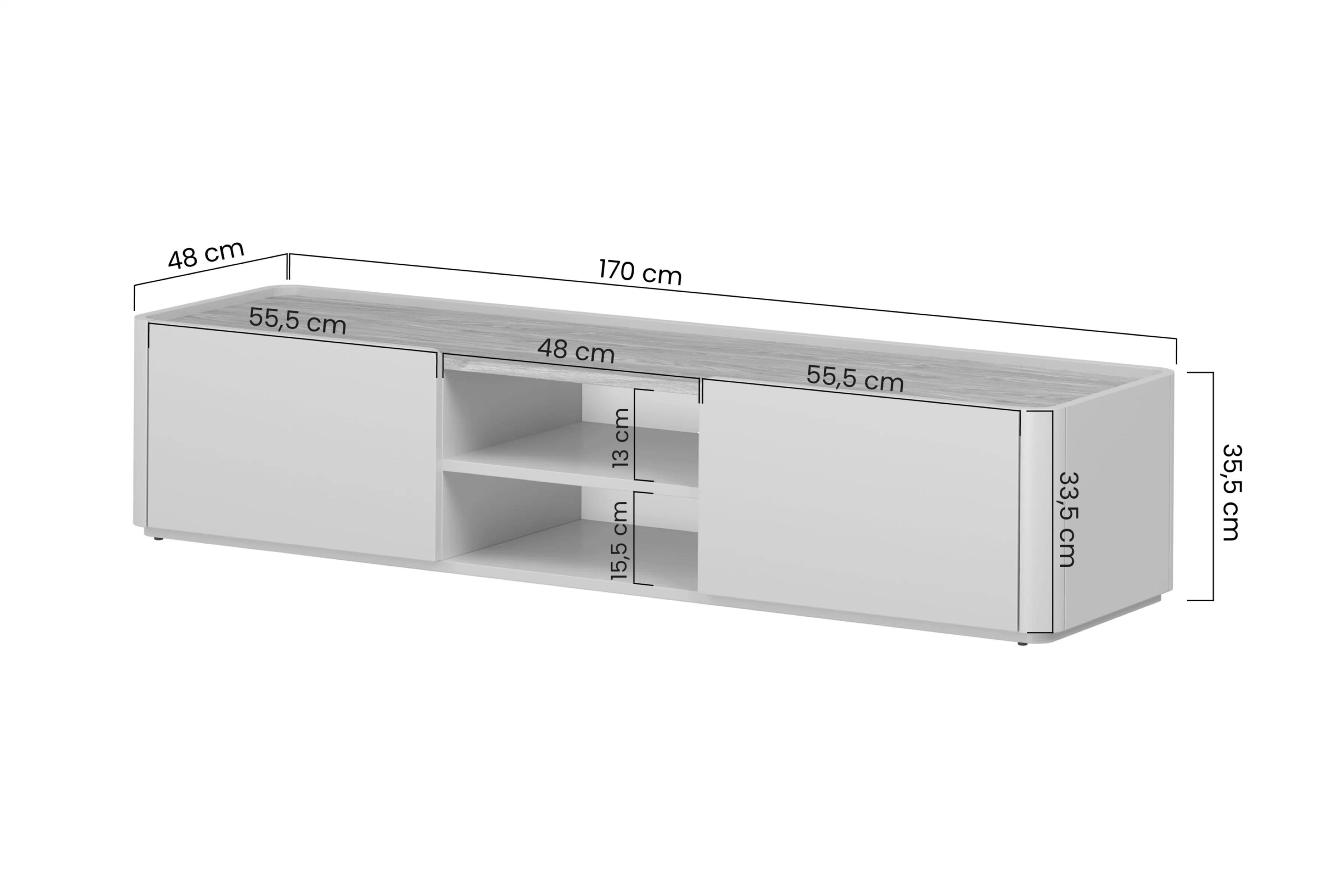 TV stolík Elivo 170 cm so zásuvkou - kašmír / olejovaný dub TV skrinka Elivo 170 cm - kašmír / Dub olejowany
