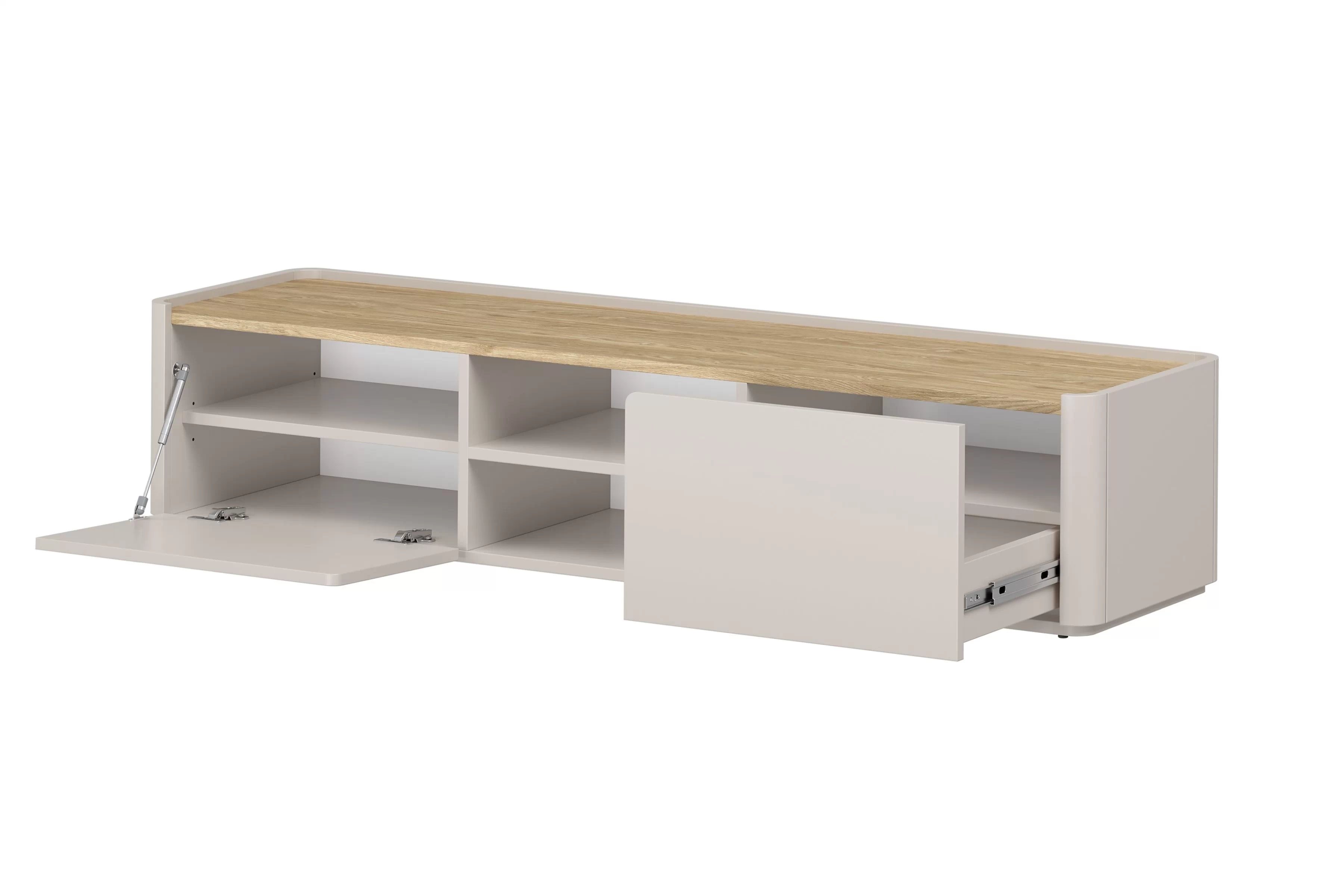 TV stolík Elivo 170 cm so zásuvkou - kašmír / olejovaný dub TV skrinka Elivo 170 cm - kašmír / Dub olejowany