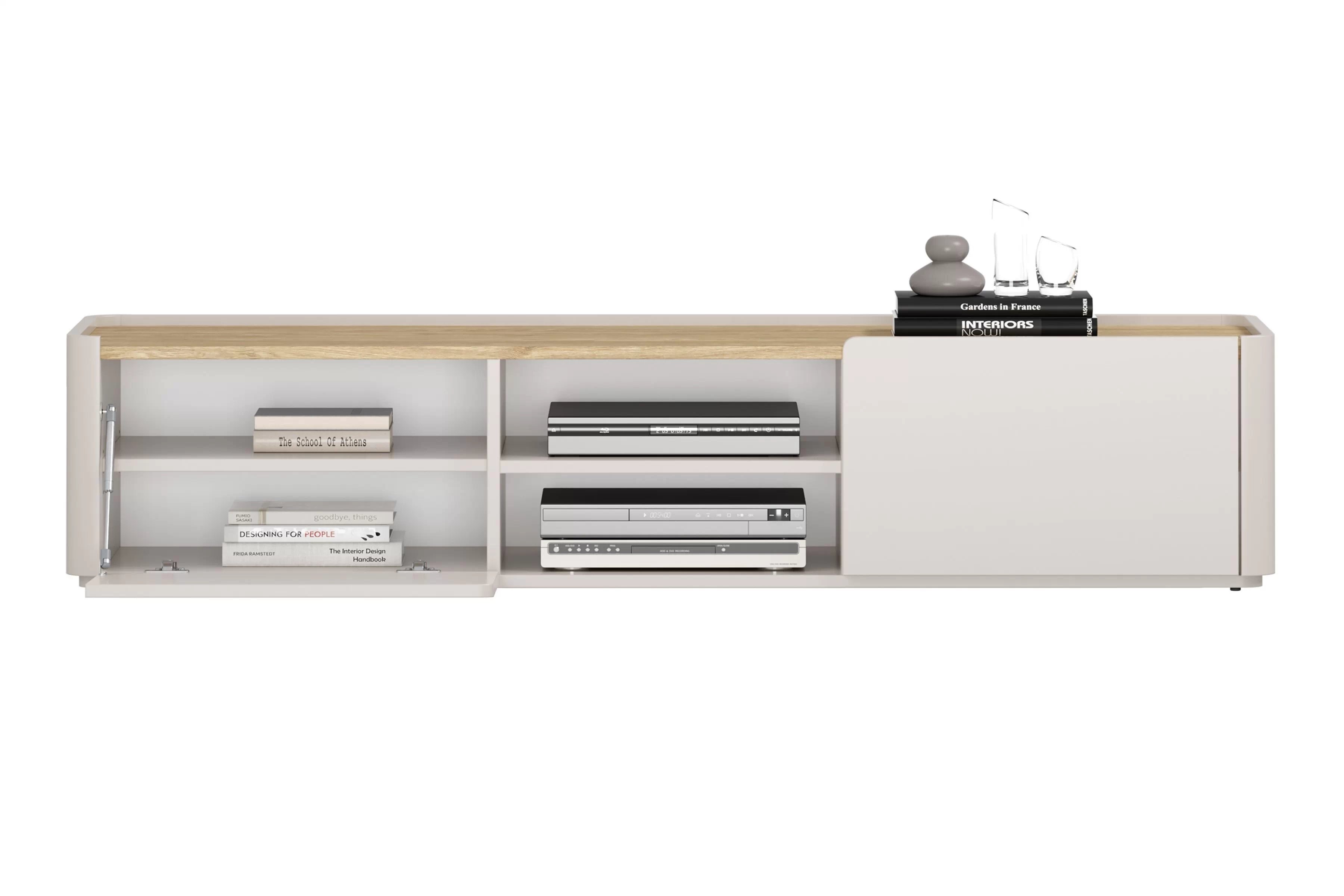 TV stolík Elivo 170 cm so zásuvkou - kašmír / olejovaný dub TV skrinka Elivo 170 cm - kašmír / Dub olejowany