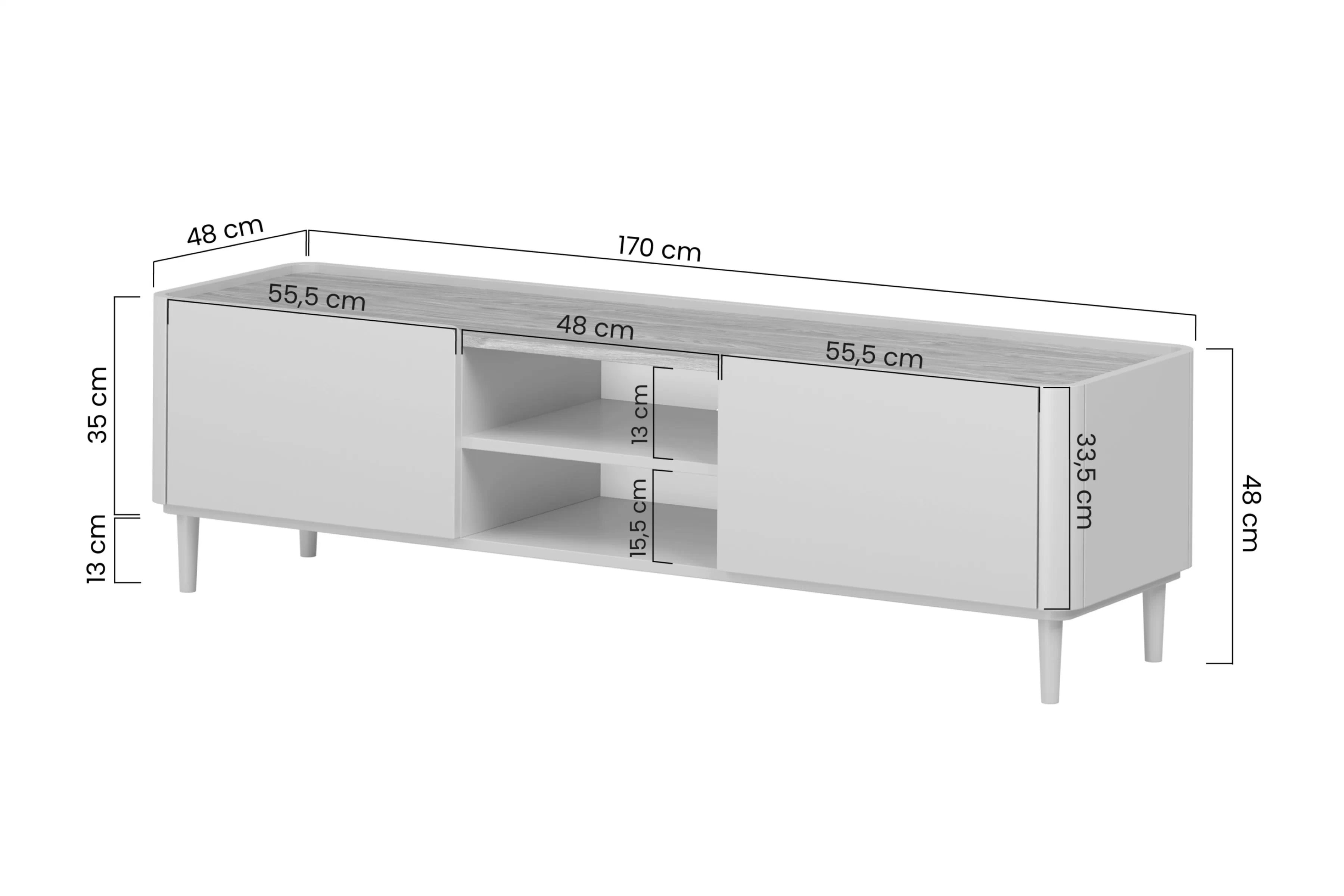 TV stolík Elivo 170 cm na nožičkách - kašmírová / dub olejovaný  TV skrinka Elivo 170 cm na nôžkach - kašmír / Dub olejowany