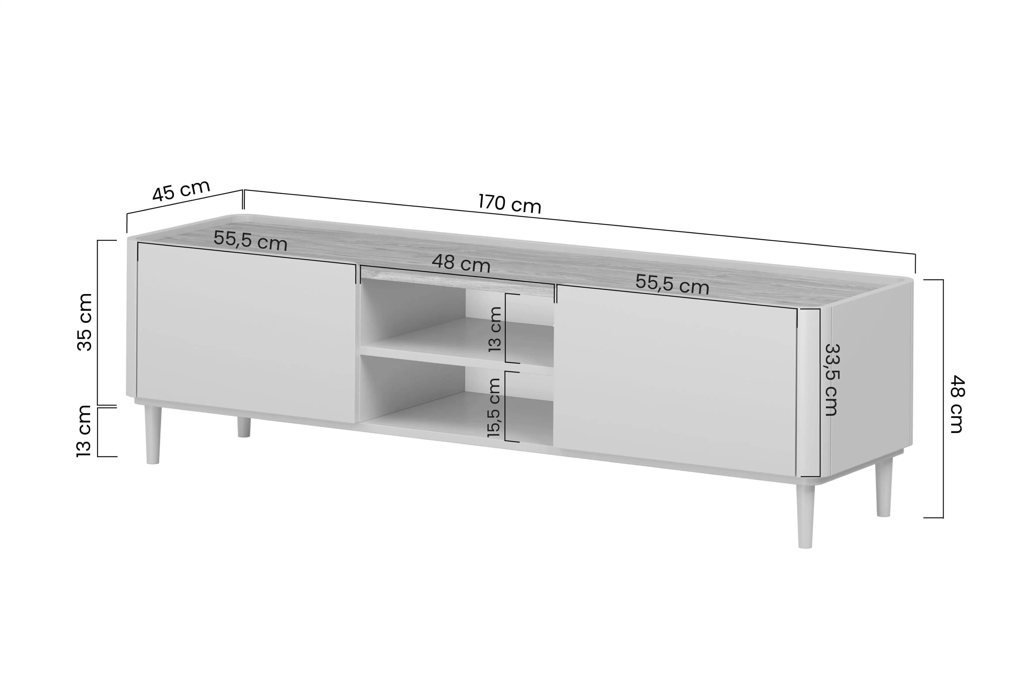 TV stolík Elivo 170 cm na nožičkách - kašmírová / dub olejovaný  TV skrinka Elivo 170 cm na nôžkach - kašmír / Dub olejowany