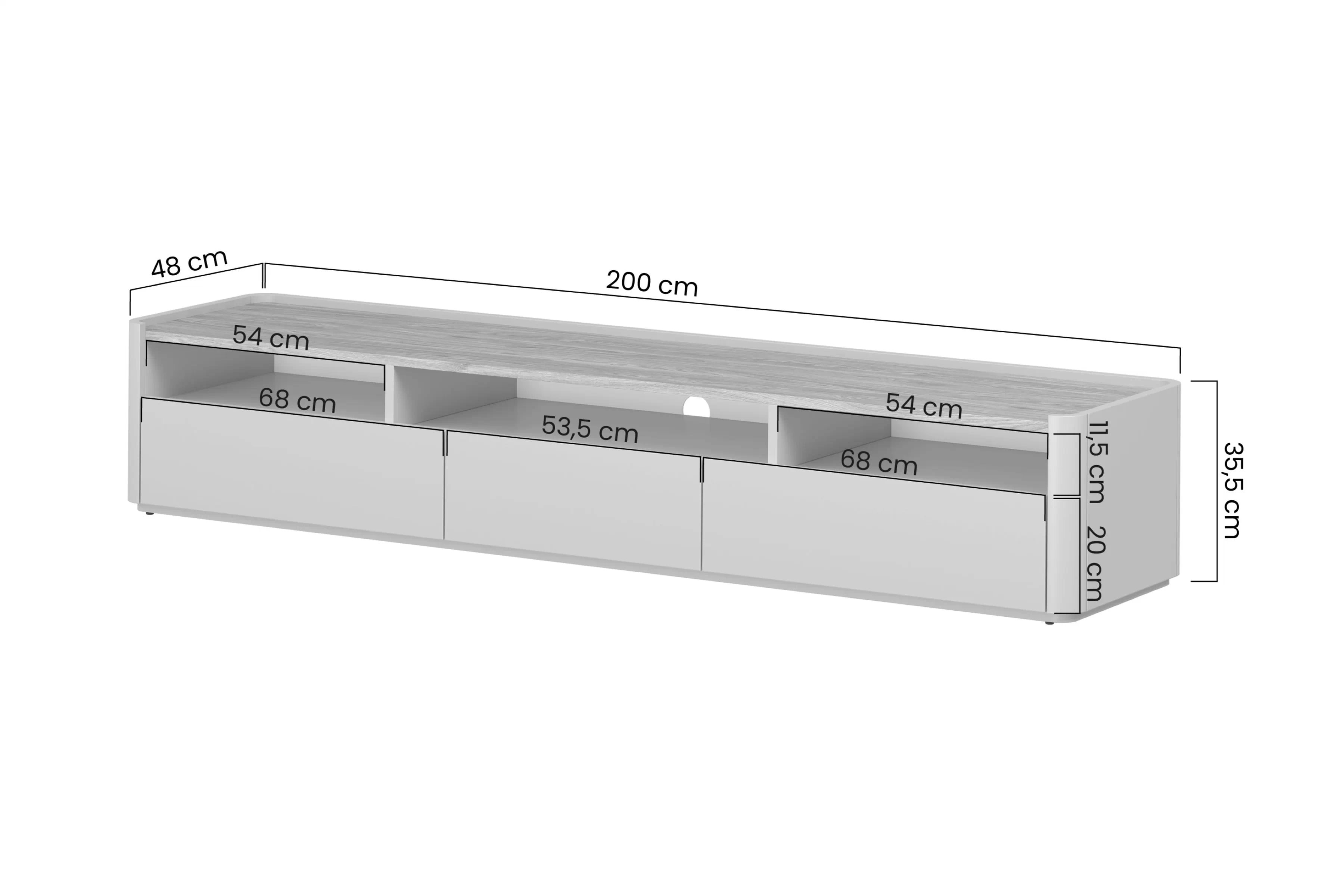 TV stolek Elivo 200 cm - eukalyptus / dub baltic dune skříňka RTV Elivo 200 cm - eukaliptus / dub baltic dune