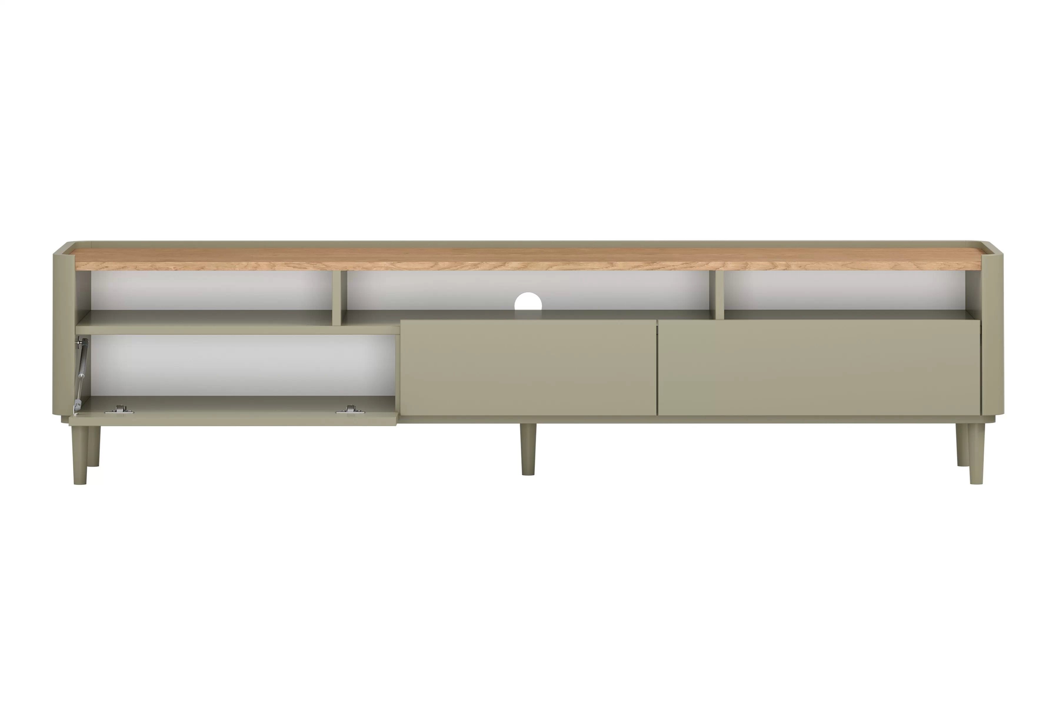 TV stolík Elivo 200 cm na nožičkách - eukalyptus / dub baltic dune TV skrinka Elivo 200 cm na nôžkach - eukaliptus / Dub baltic dune