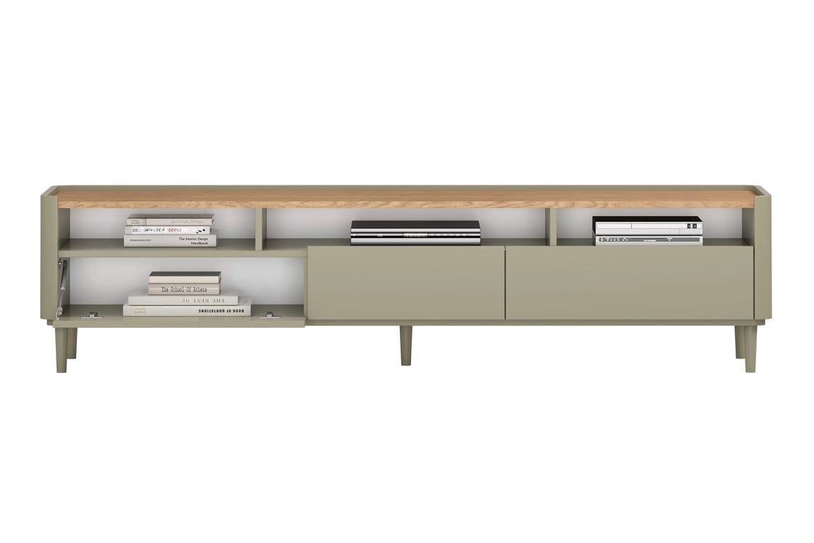 TV stolík Elivo 200 cm na nožičkách - eukalyptus / dub baltic dune TV skrinka Elivo 200 cm na nôžkach - eukaliptus / Dub baltic dune