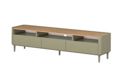 skříňka RTV Elivo 200 cm na nožkách - eukaliptus / dub baltic dune