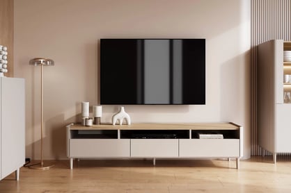 TV stolík Elivo 200 cm na nožičkách - kašmír / olejovaný dub TV skrinka Elivo 200 cm na nôžkach - kašmír / Dub olejowany