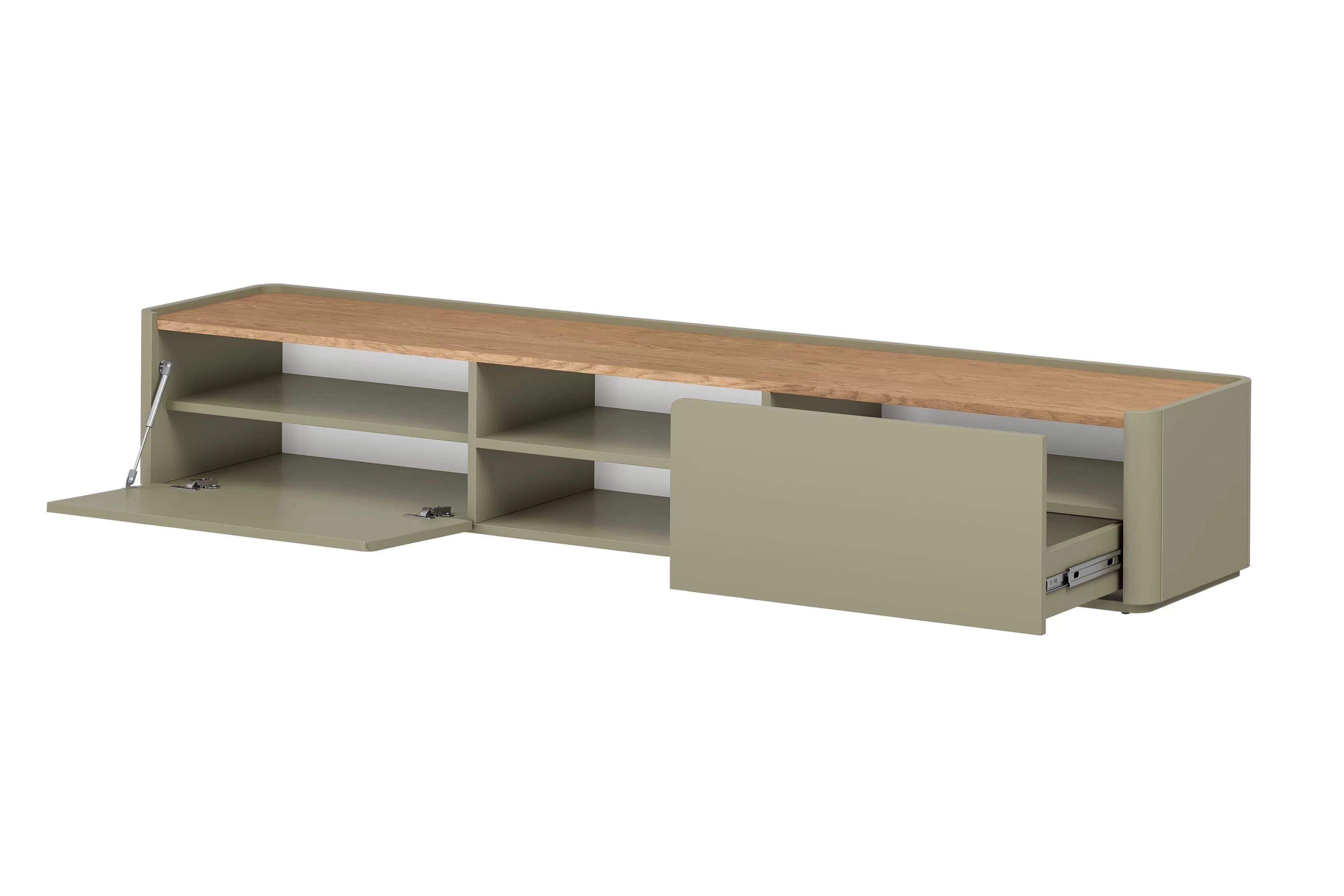 TV stolík Elivo 220 cm so zásuvkou - eukalyptus / dub baltic dune TV skrinka Elivo 220 cm - eukaliptus / Dub baltic dune