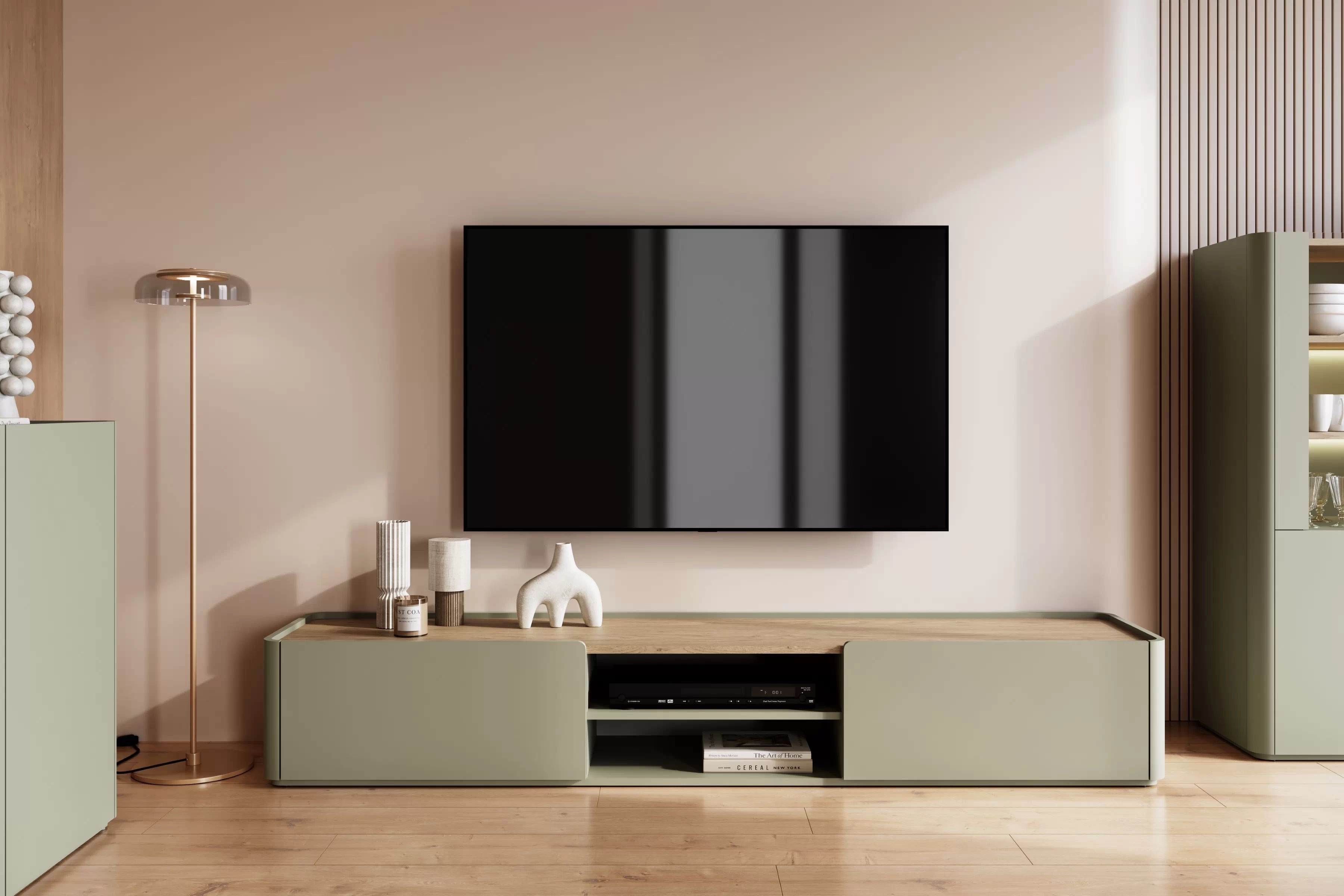 TV stolík Elivo 220 cm so zásuvkou - eukalyptus / dub baltic dune TV skrinka Elivo 220 cm - eukaliptus / Dub baltic dune