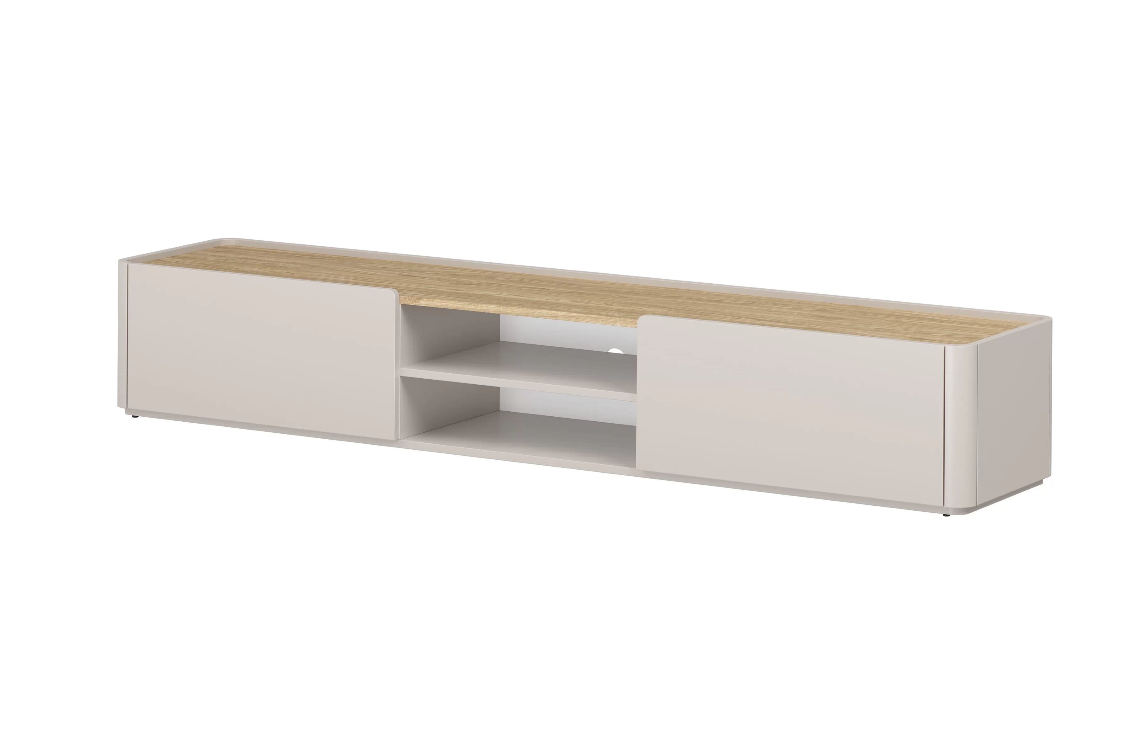 TV stolík Elivo 220 cm so zásuvkou - kašmír / olejovaný dub TV skrinka Elivo 220 cm - kašmír / Dub olejowany