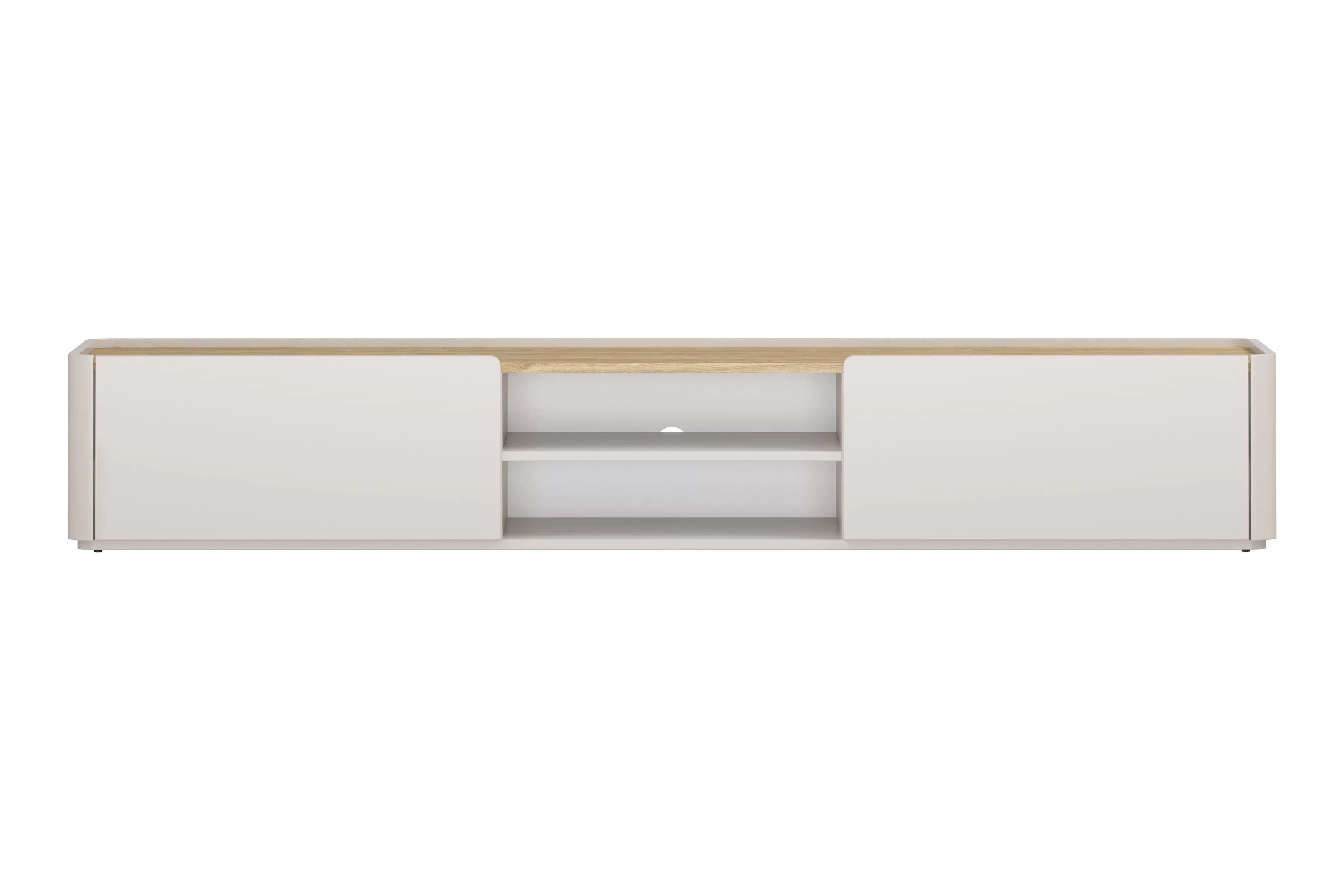 TV stolík Elivo 220 cm so zásuvkou - kašmír / olejovaný dub TV skrinka Elivo 220 cm - kašmír / Dub olejowany