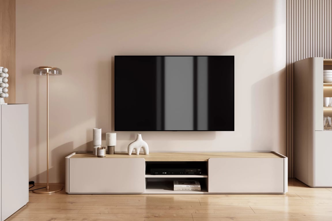 TV stolík Elivo 220 cm - kašmír / olejovaný dub TV skrinka Elivo 220 cm - kašmír / Dub olejowany