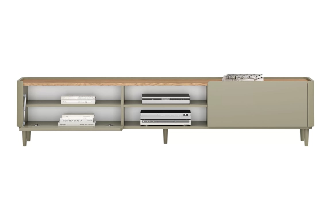 TV stolík Elivo 220 cm na nožičkách - eukalyptus / dub baltic dune TV skrinka Elivo 220 cm na nôžkach - eukaliptus / Dub baltic dune