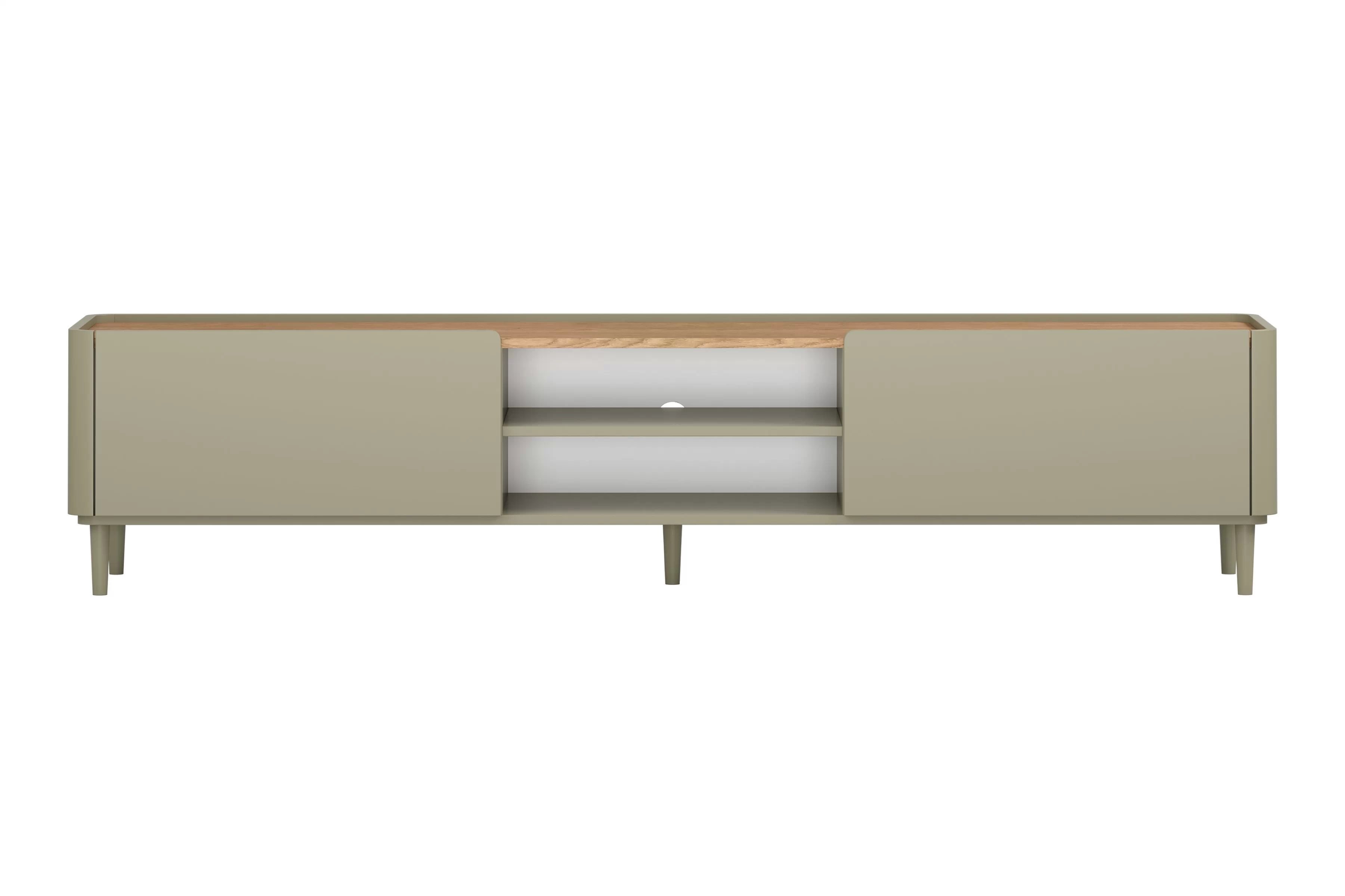 TV stolík Elivo 220 cm na nožičkách - eukalyptus / dub baltic dune TV skrinka Elivo 220 cm na nôžkach - eukaliptus / Dub baltic dune