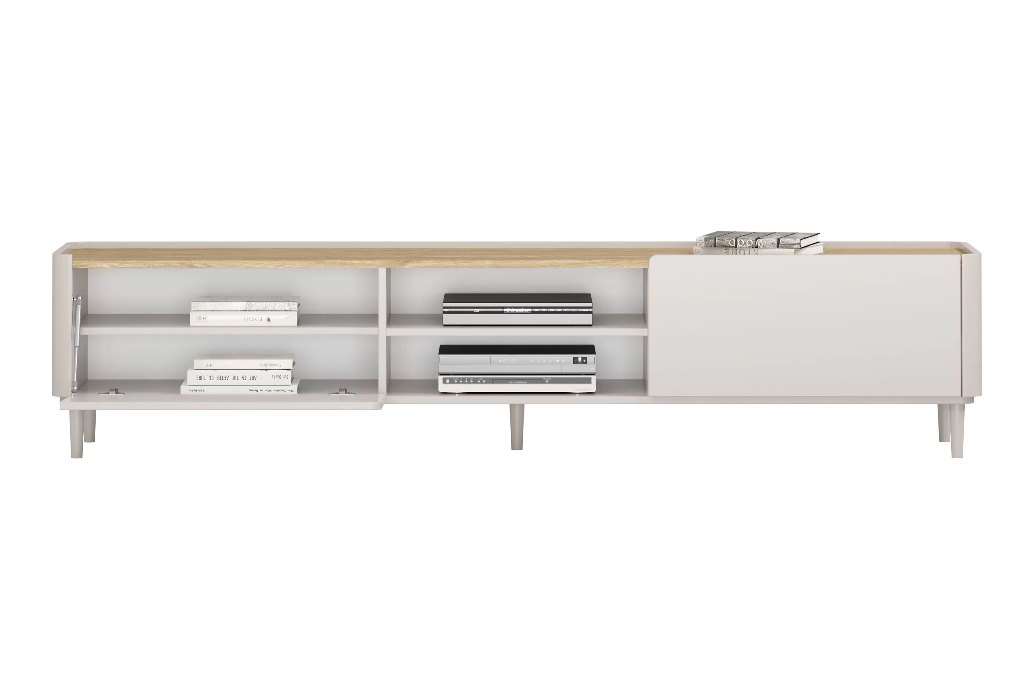 TV stolík Elivo 220 cm na nožičkách - kašmírová / dub olejovaný TV skrinka Elivo 220 cm na nôžkach - kašmír / Dub olejowany