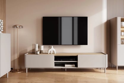 TV stolík Elivo 220 cm na nožičkách - kašmír / olejovaný dub TV skrinka Elivo 220 cm na nôžkach - kašmír / Dub olejowany