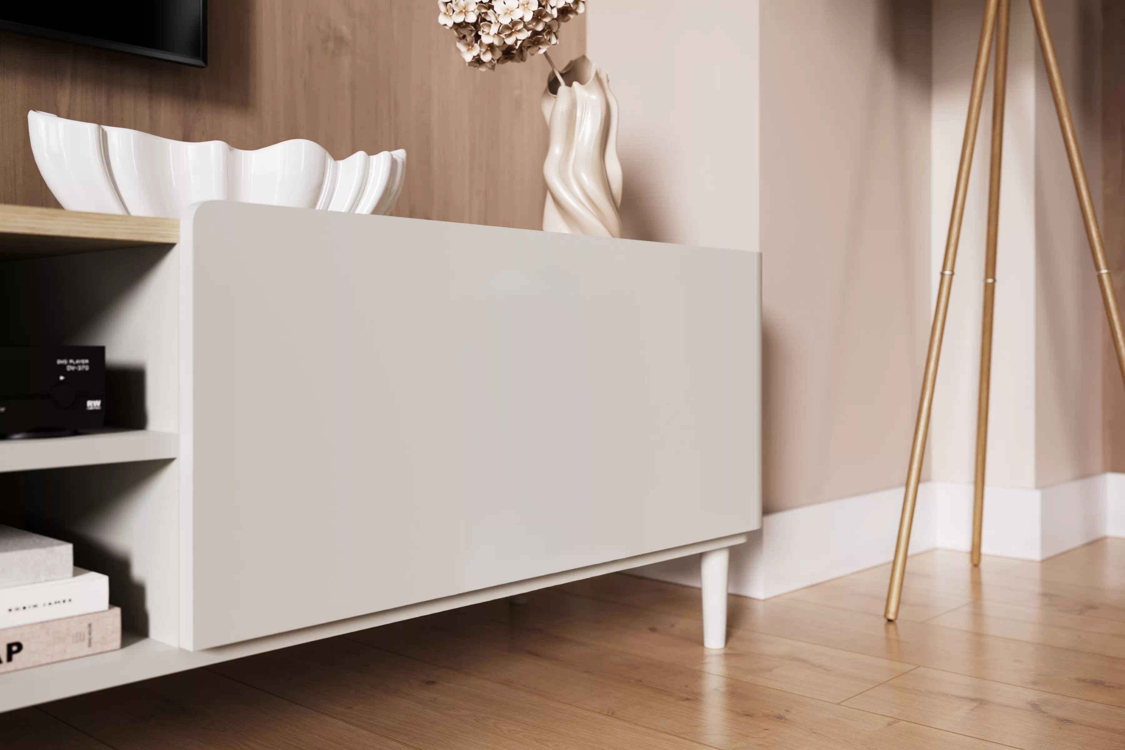 TV stolík Elivo 220 cm na nožičkách - kašmírová / dub olejovaný TV skrinka Elivo 220 cm na nôžkach - kašmír / Dub olejowany