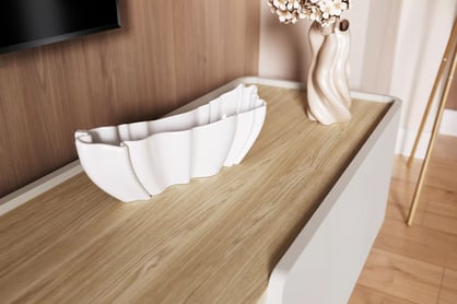 TV stolík Elivo 220 cm na nožičkách - kašmír / olejovaný dub TV skrinka Elivo 220 cm na nôžkach - kašmír / Dub olejowany