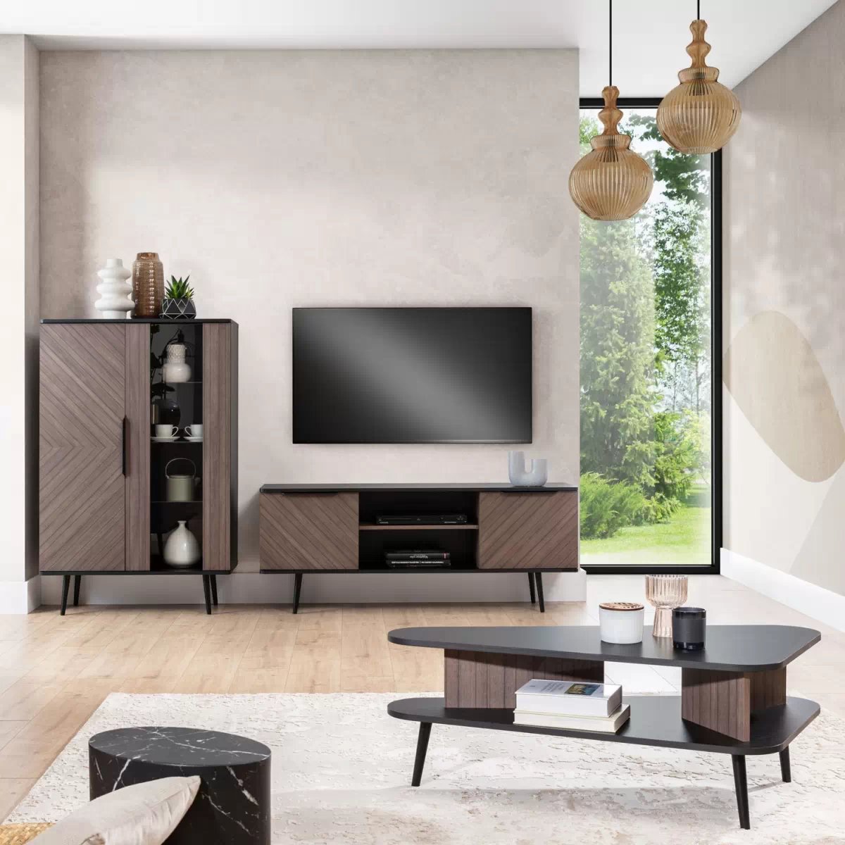 TV stolek Eterio 150 cm - captains deck / černý grafit skříňka RTV Eterio 150 cm - captains deck / černá grafit