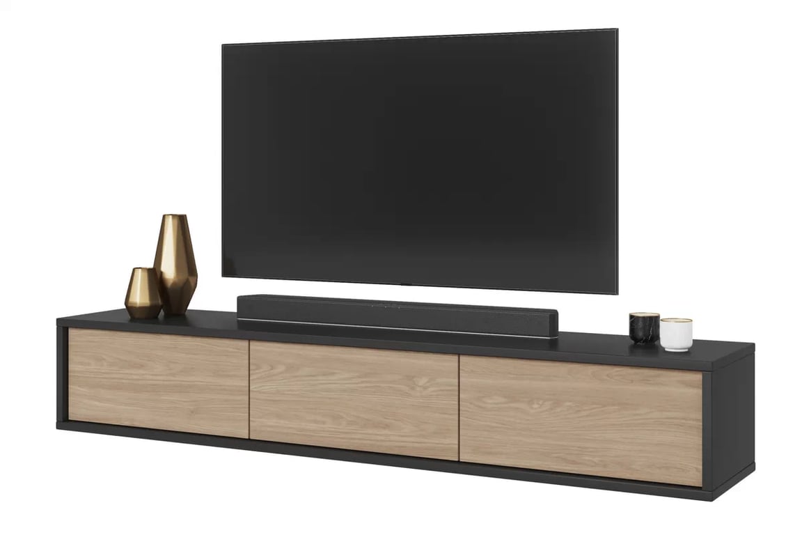 TV stolík Frida 180 cm - antracit / olejovaný dub TV skrinka Frida 38 - 180 cm - Antracytová / Dub olejowany