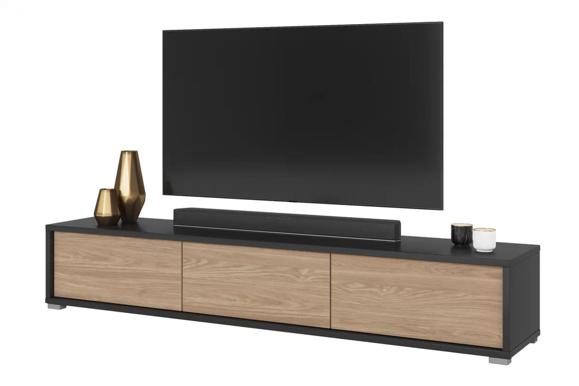 TV stolík Frida 180 cm - antracit / olejovaný dub TV skrinka Frida 38 - 180 cm - Antracytová / Dub olejowany