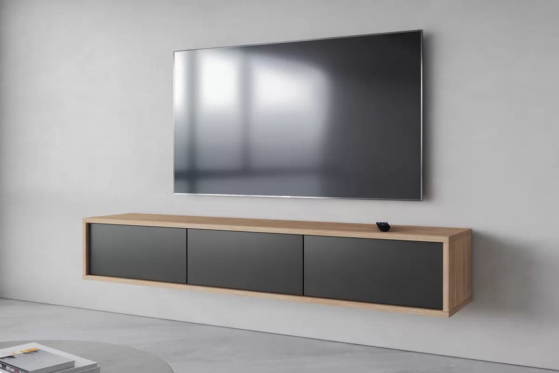 TV stolík Frida 180 cm - olejovaný dub / antracit TV skrinka Frida 38 - 180 cm - Dub olejowany / Antracytová