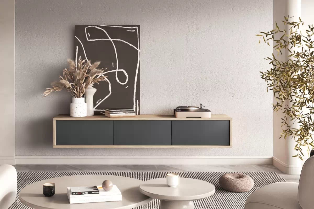 TV stolík Frida 180 cm - dub olejovaný / antracitová TV skrinka Frida 38 - 180 cm - Dub olejowany / Antracytová