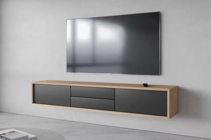 TV stolík Frida 180 cm so zásuvkami - olejovaný dub / antracit TV skrinka Frida 39 so zásuvkami 180 cm - Dub olejowany / Antracytová
