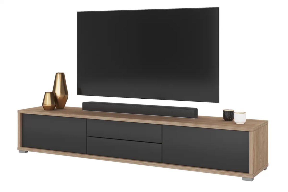 TV stolík Frida 180 cm so zásuvkami - olejovaný dub / antracit TV skrinka Frida 39 so zásuvkami 180 cm - Dub olejowany / Antracytová