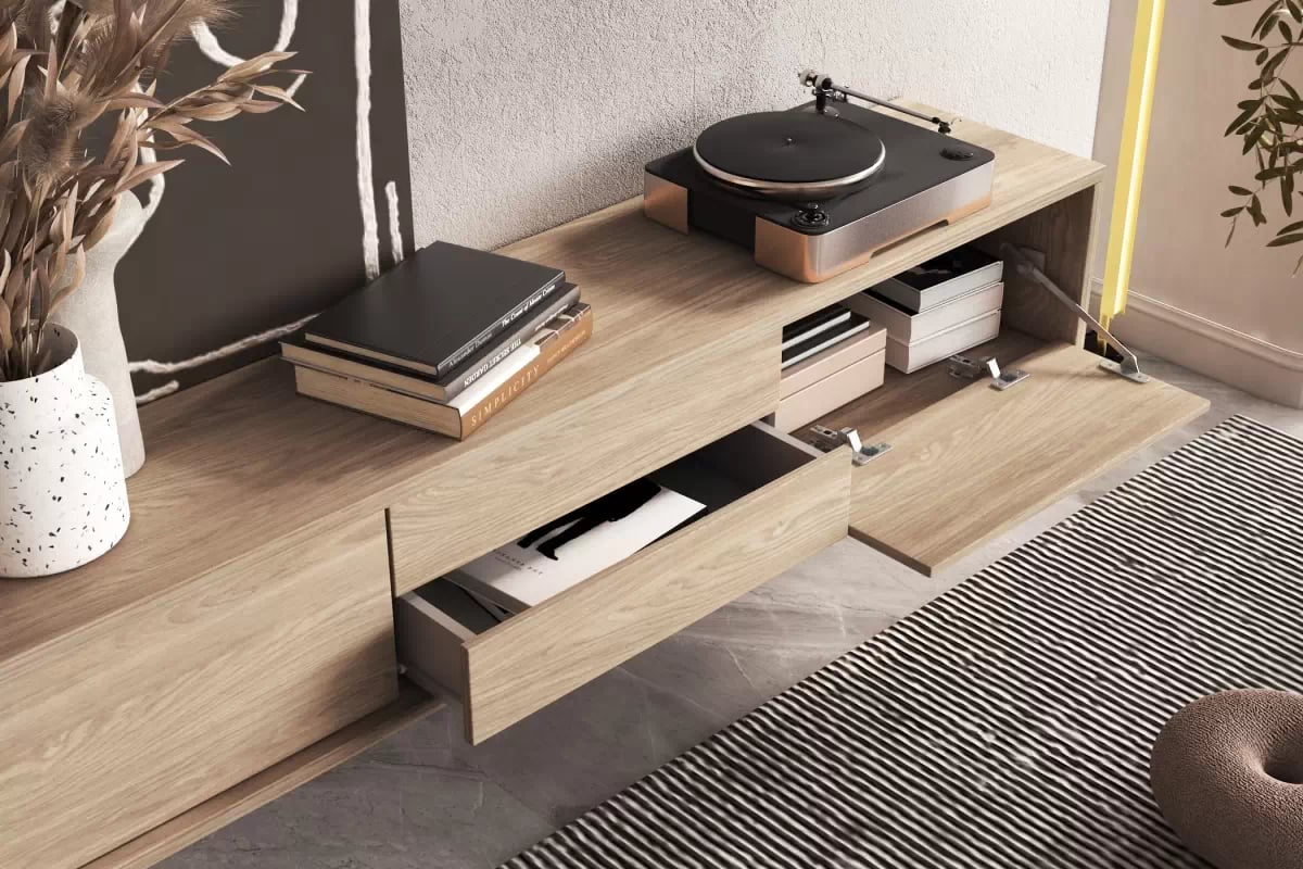 TV stolík Frida 180 cm so zásuvkami - dub olejovaný TV skrinka Frida 39 so zásuvkami 180 cm - Dub olejowany