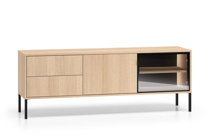 TV stolek Harmona 160 cm se zásuvkami a osvětlením - dub lindberg