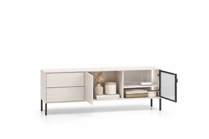 TV stolík Harmona 160 cm s osvetlením - kašmírová TV skrinka Harmona 160 cm so zásuvkami i oswietleniem - kašmír