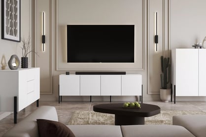 TV stolek Jukon 204 cm - bílý supermat / černé nožky skříňka RTV Jukon 204 cm - bílá supermat / černé nožičky