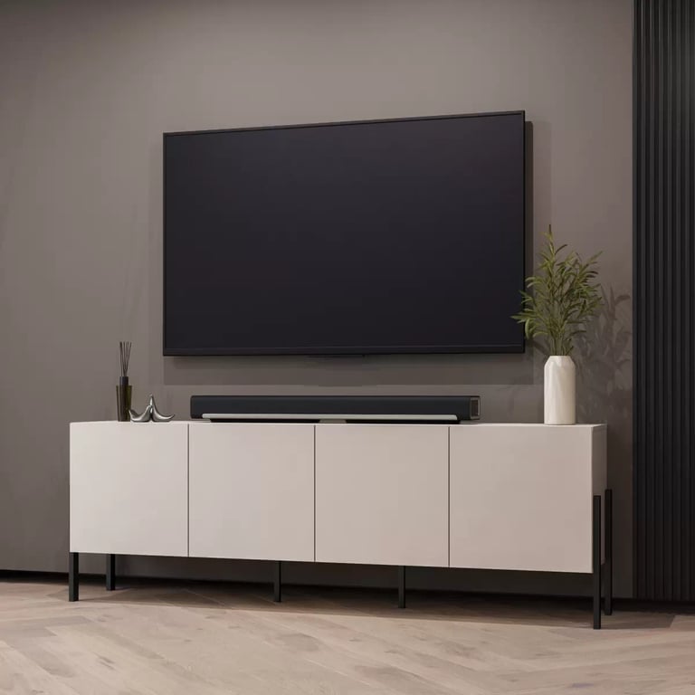 TV stolek Jukon 204 cm - kašmír / černé nožky skříňka RTV Jukon 204 cm - kašmír / černé nožičky