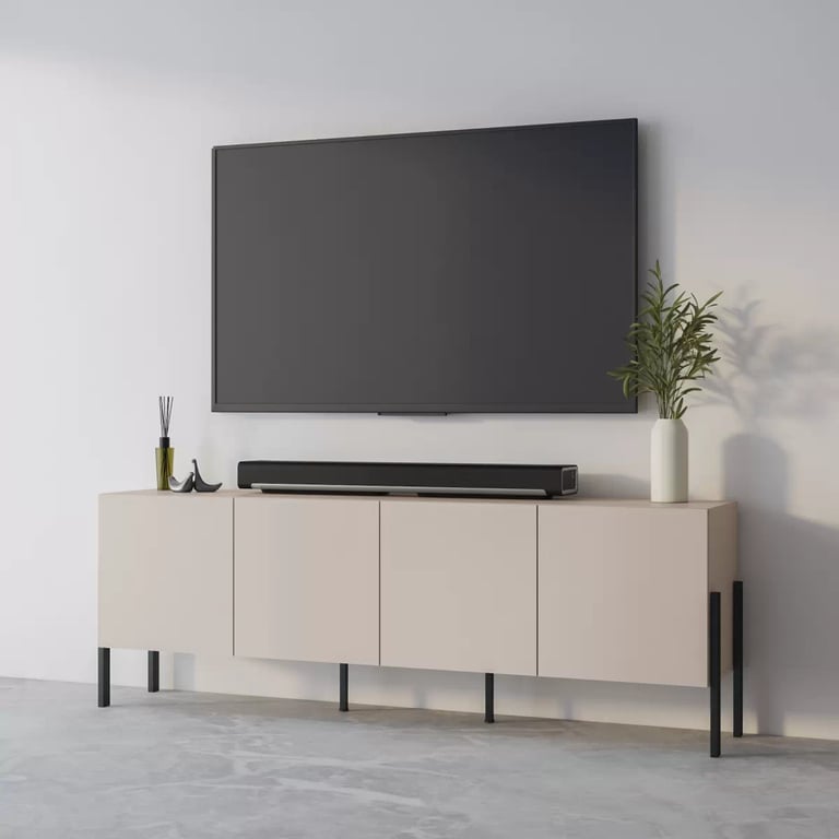 TV stolek Jukon 204 cm - kašmír / černé nožky skříňka RTV Jukon 204 cm - kašmír / černé nožičky