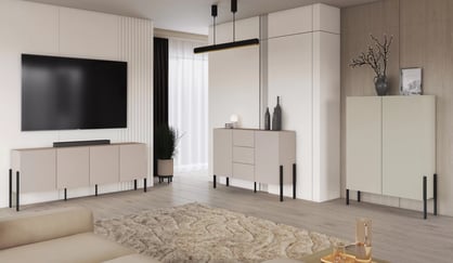 TV stolek Jukon 204 cm se zásuvkami - kašmír / černé nožky skříňka RTV Jukon se zásuvkami 204 cm - kašmír / černé nožičky