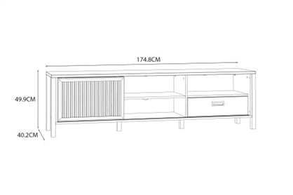 TV stolík Jytana s lamelami 180 cm - Dub mauvella / Čierny TV skrinka Jytana z lamelami 180 cm - Dub mauvella / Čierny 