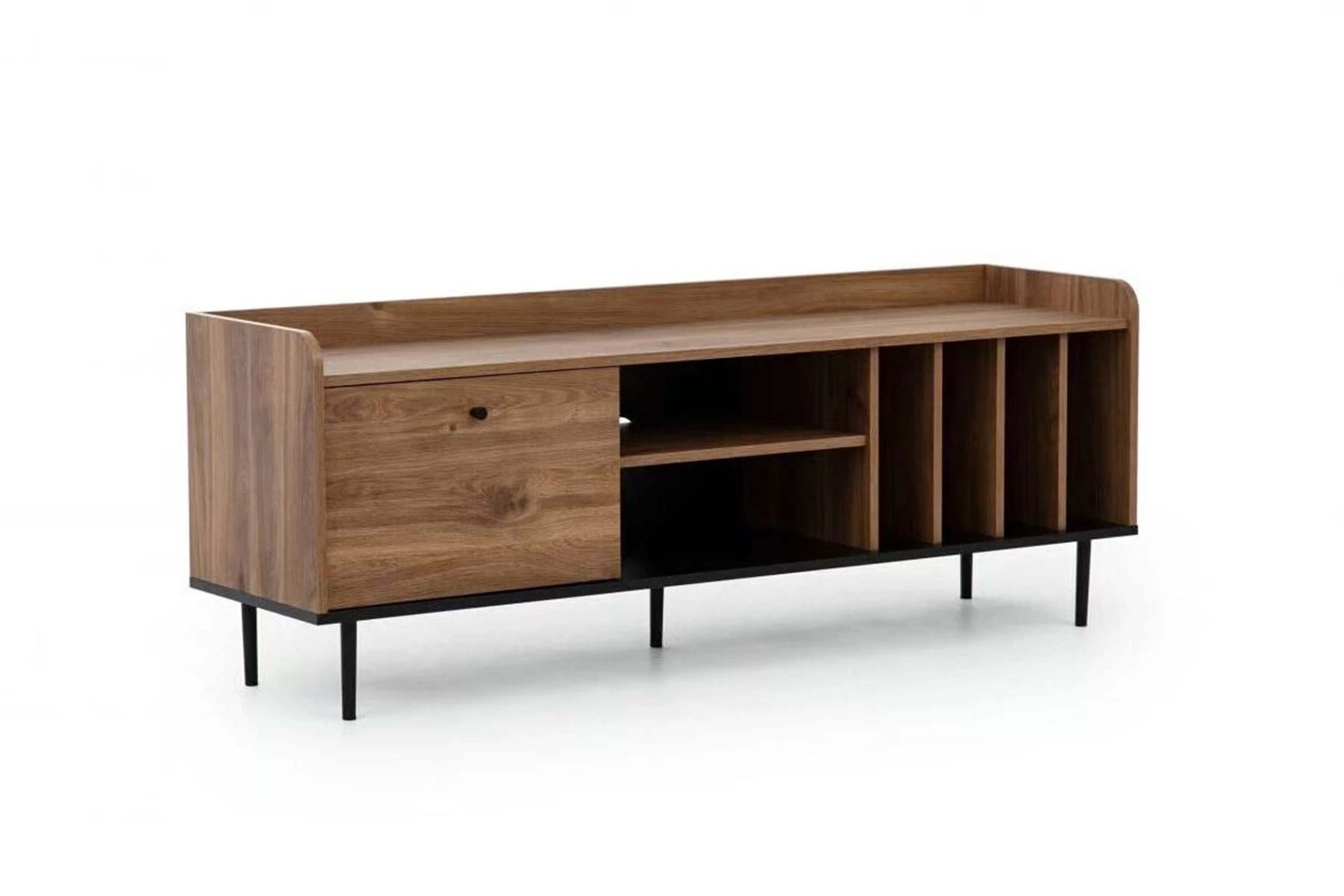 TV stolík Kastelio 150 cm - brandy castello TV skrinka Kastelio z wnekami i metalowymi nogami 150 cm - brandy castello